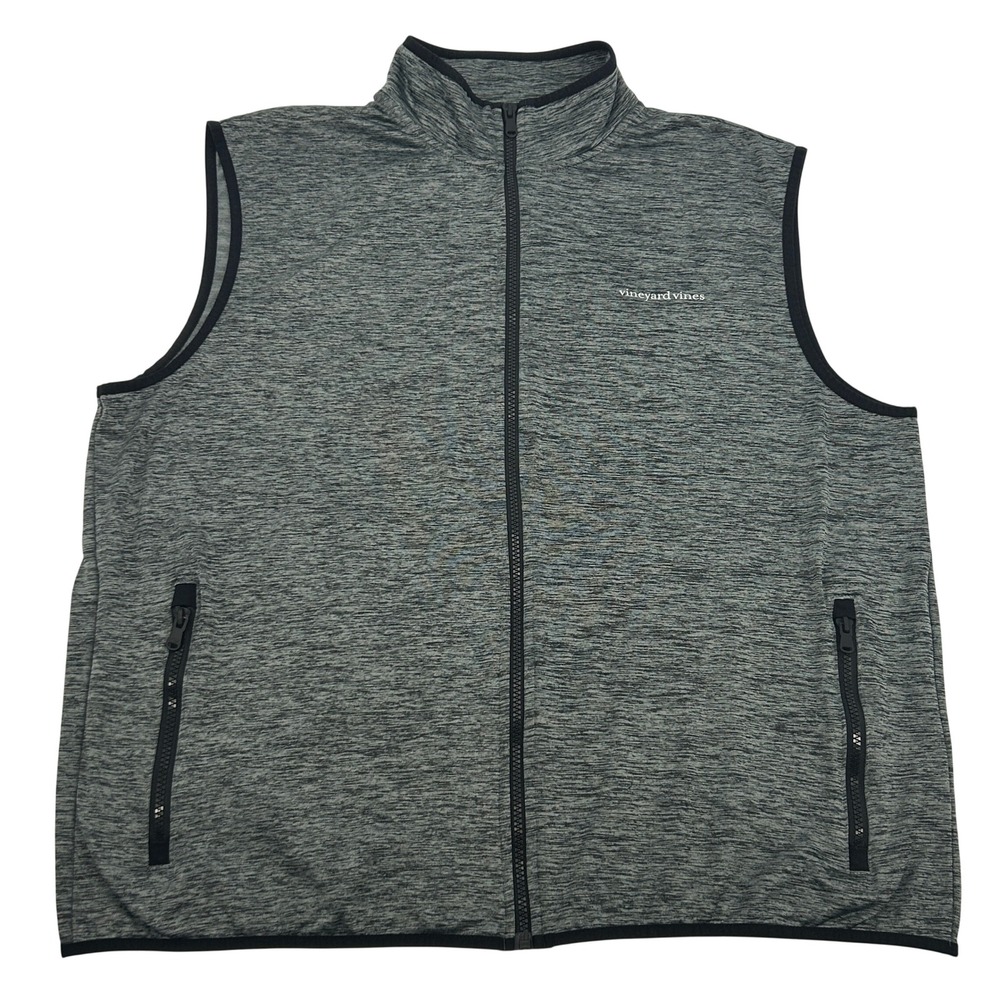Vineyard Vines Performance Powerstretch Vest Mens XL Gray Space Dye Full Zip
